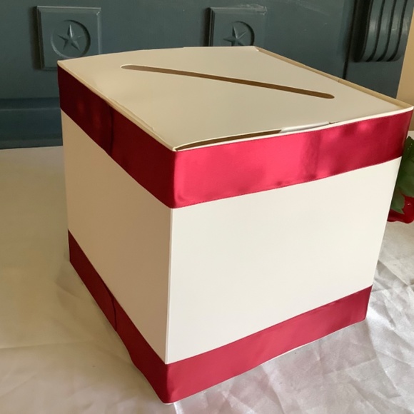 Greeting card box personalized with satin ribbon and roses..you choose colors - Picture 2 of 12